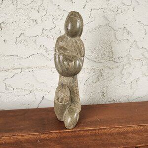 Vintage 8" Soapstone Sculpture Mother and Child Kneeling Figurine